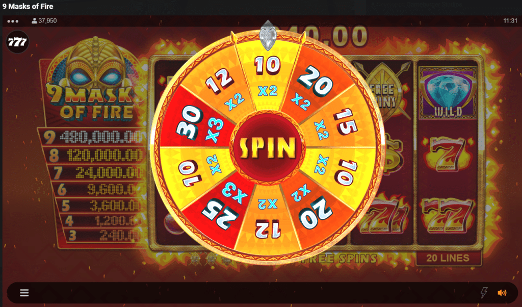 9 Masks of Fire - Spin wheel