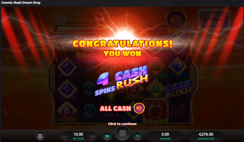 Cosmic Rush Dream Drop - Free Spins